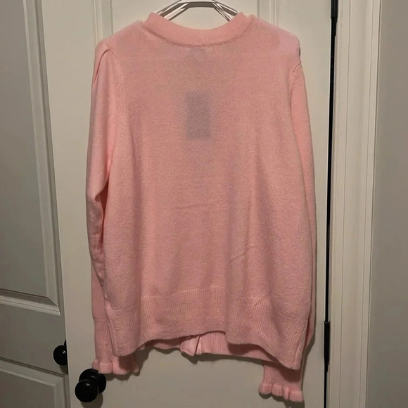 Crown & Ivy XXL Pink V Neck Sweater NWT w Gold Heart Snap Buttons Valentine’s 💌 - Picture 5 of 11